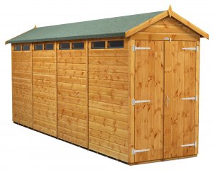 Power 16x4 Apex Secure Garden Shed - Double Door